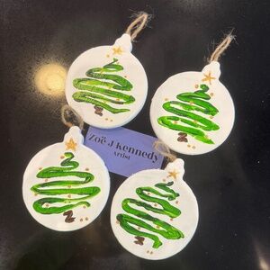 4 Hand Painted Christmas Ornaments